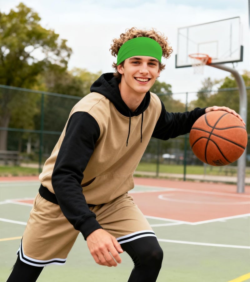 SRLLBBY 4 PCS Double-Layer Workout Headbands, Stretchy Sports Sweatband for Men and Womem, Sweat Wicking Hairbands for Running - Image 3